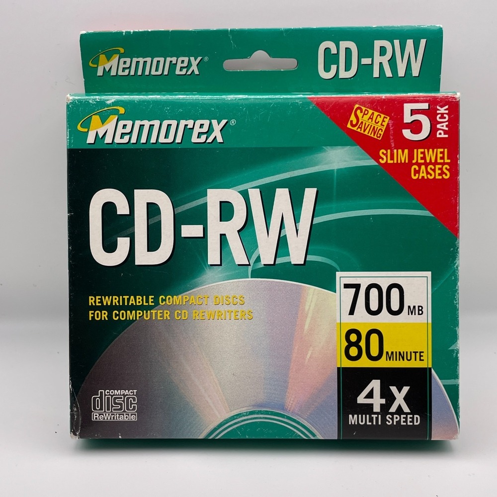 Memorex CD-RW 4X Speed NEW Black CD's Rewritable 5 Count